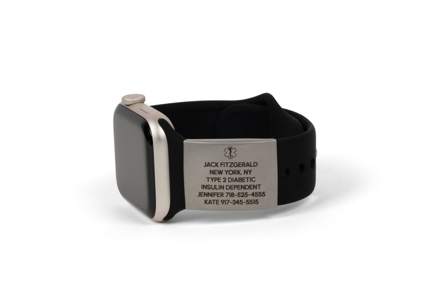 Custom Stainless Steel Medical ID Tag - Waterproof, Fits Watch Bands I Personalize with 6 Lines of Text